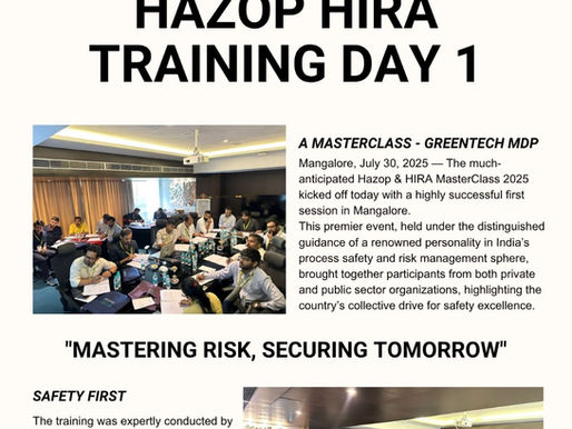 Hazop & HIRA MasterClass 2025 Day 1 Successfully Conducted in Mangalore