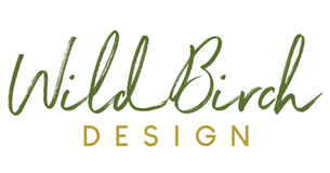 wild birch design logo in green and gold