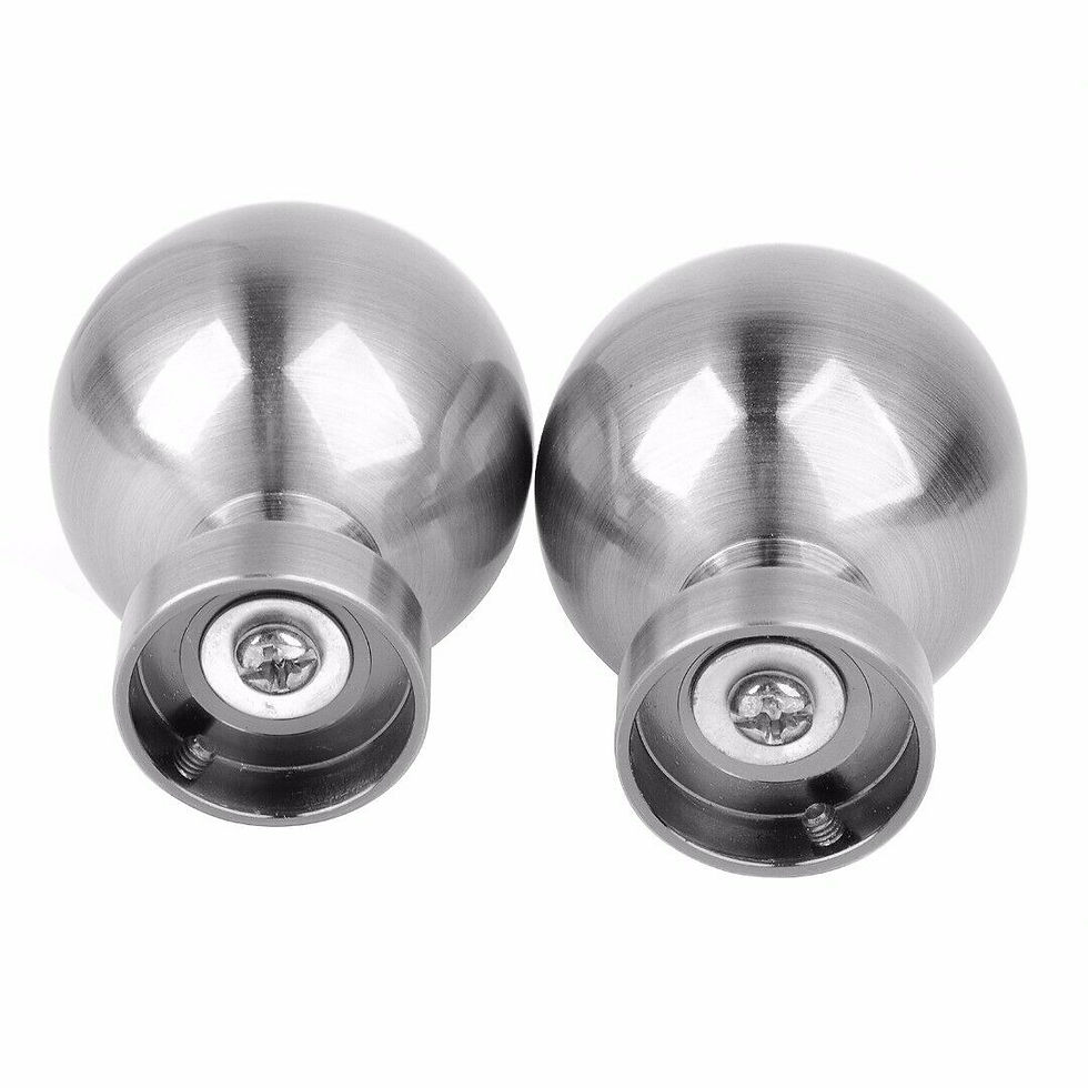 Thumbnail: 120-210cm Silver Chrome Head Metal Curtain Rod
