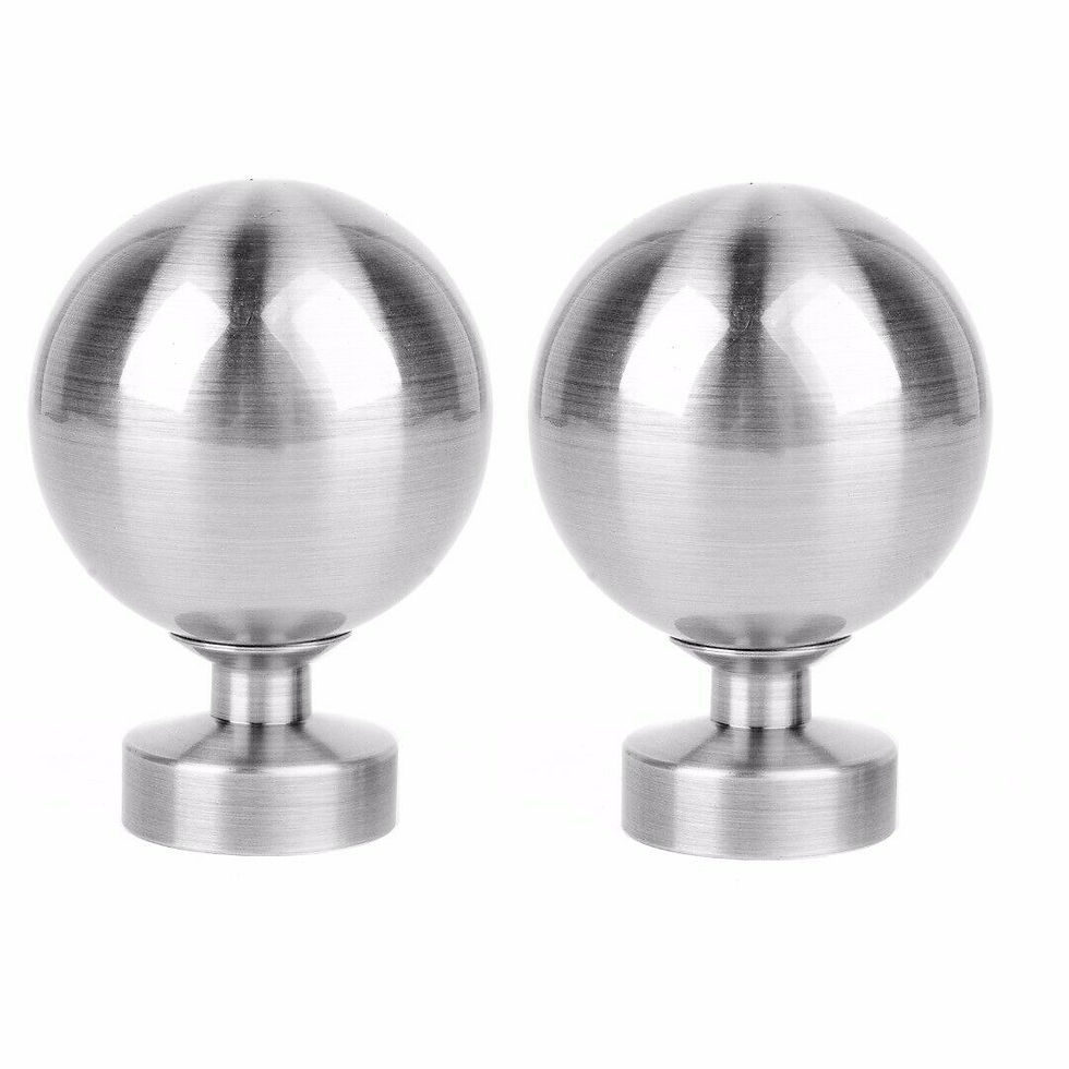 Thumbnail: 120-210cm Silver Chrome Head Metal Curtain Rod