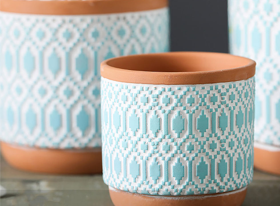 Thumbnail: Dimond Pattern - 12cm Terracotta Cylinder Pots
