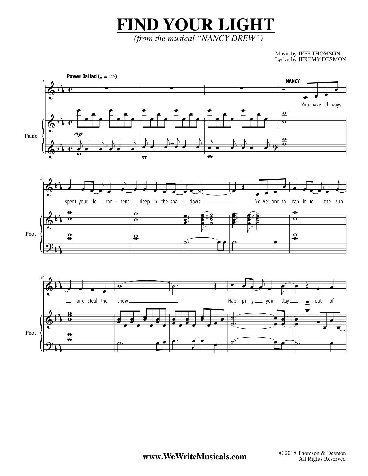 Musical Theatre Sheet Music (Female Power Pop Song)