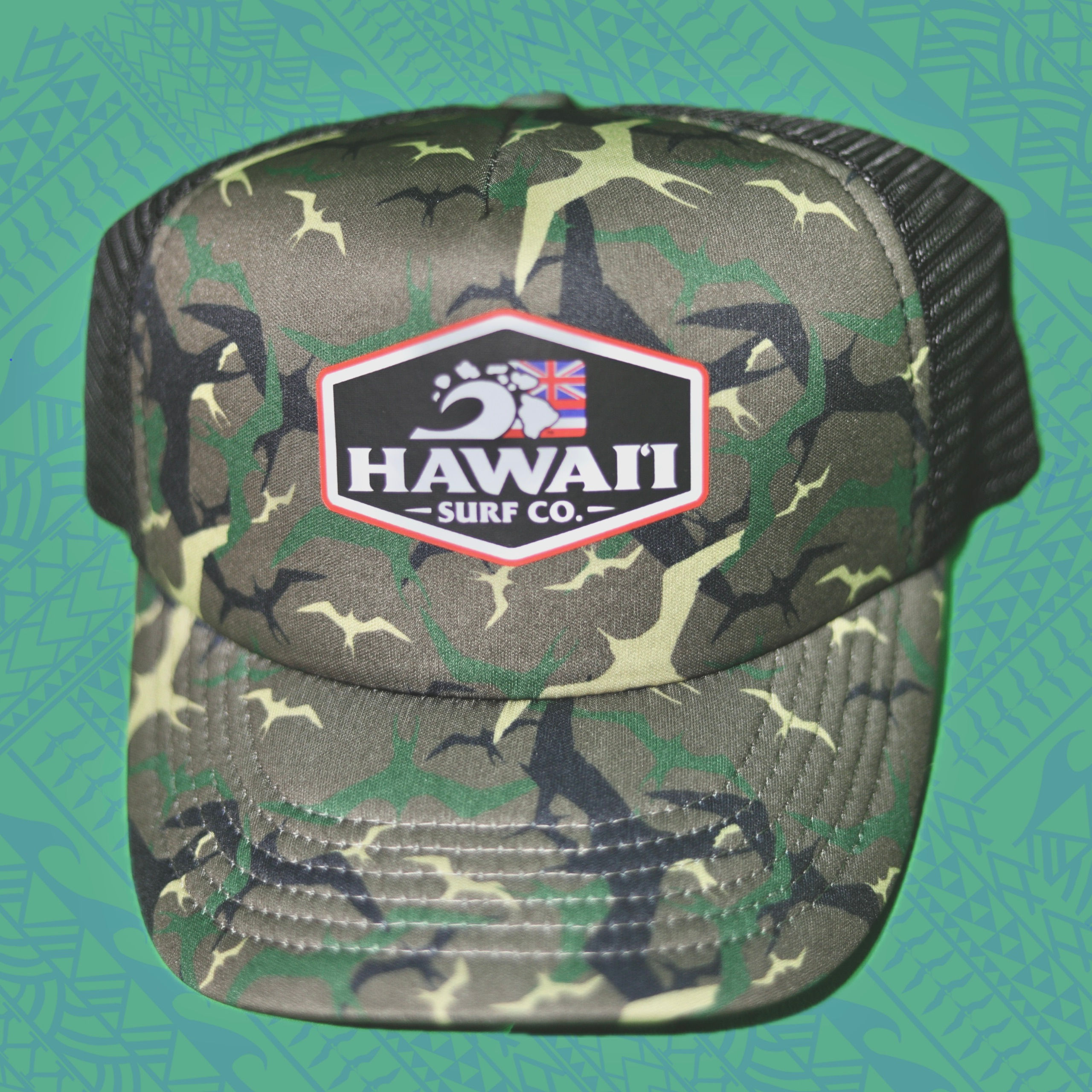 Camouflage Iwa Bird mesh Trucker hat, Hawaii Surf Co 