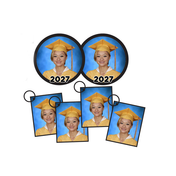 2 BUTTONS & 4 KEYCHAINS