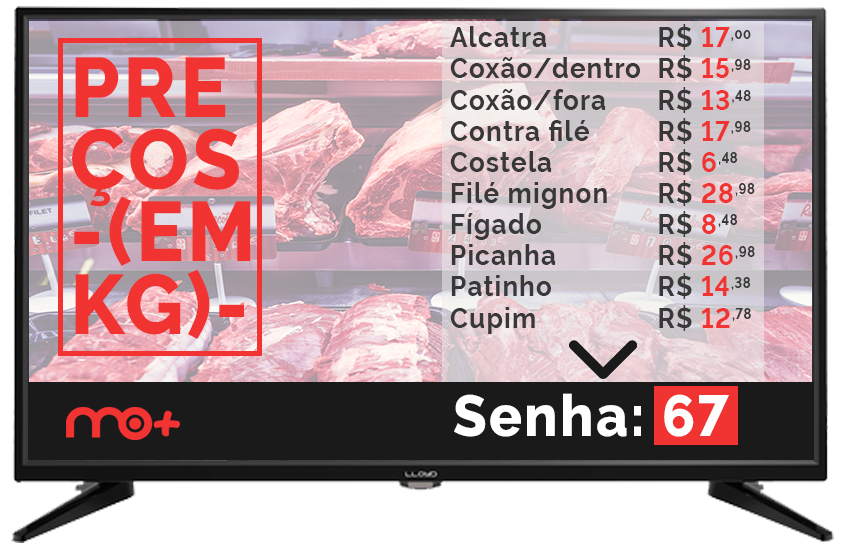 Mostre preços e senhas de forma fácil e intuitiva