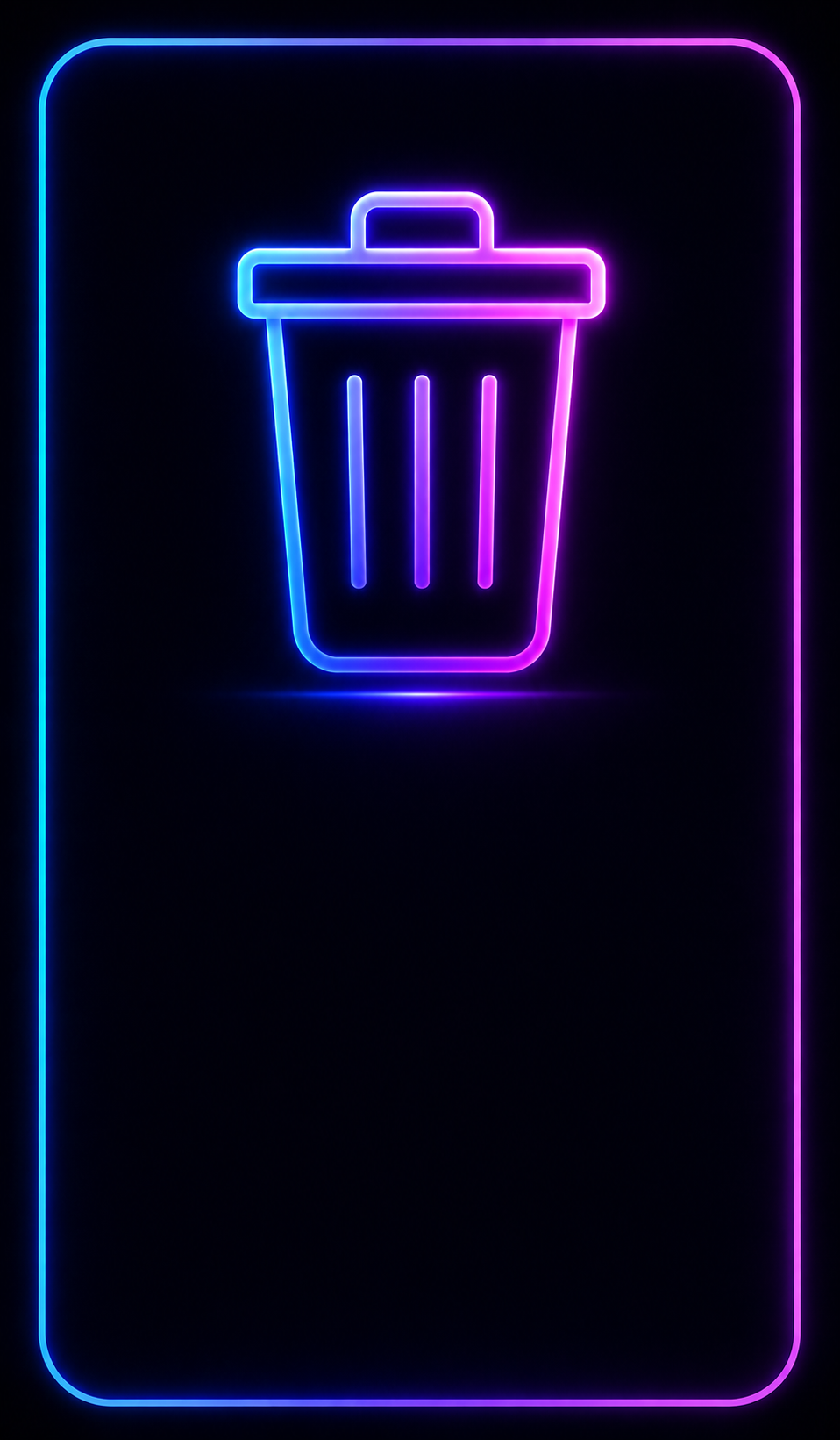 Neon trash bin icon on dark background.png