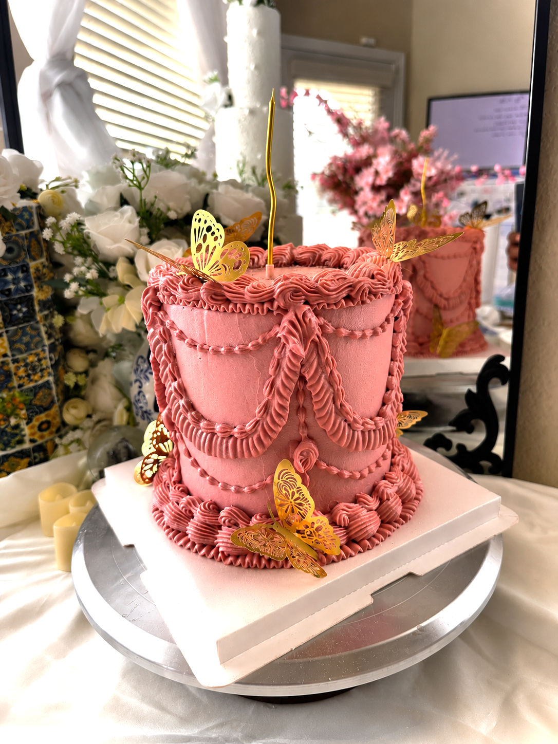 Blush Pink Vintage Butterfly Cake