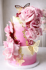 Rose and Butterfly Pink Custom Cake