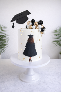 Graduation cap cake design by Texas Bites Bakery serving Killeen, Austin, Arlington, and Dallas.
