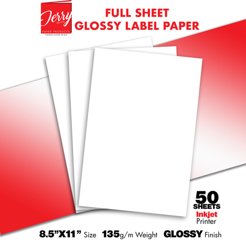 50 FULL SHEET GLOSSY LABELS (INKJET) | sochicbyshakea