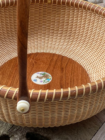 Easter Basket in Cherry with Scrimshaw Bunny