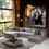 Thumbnail: Elisha Gray Velvet Double Chaise Sectional