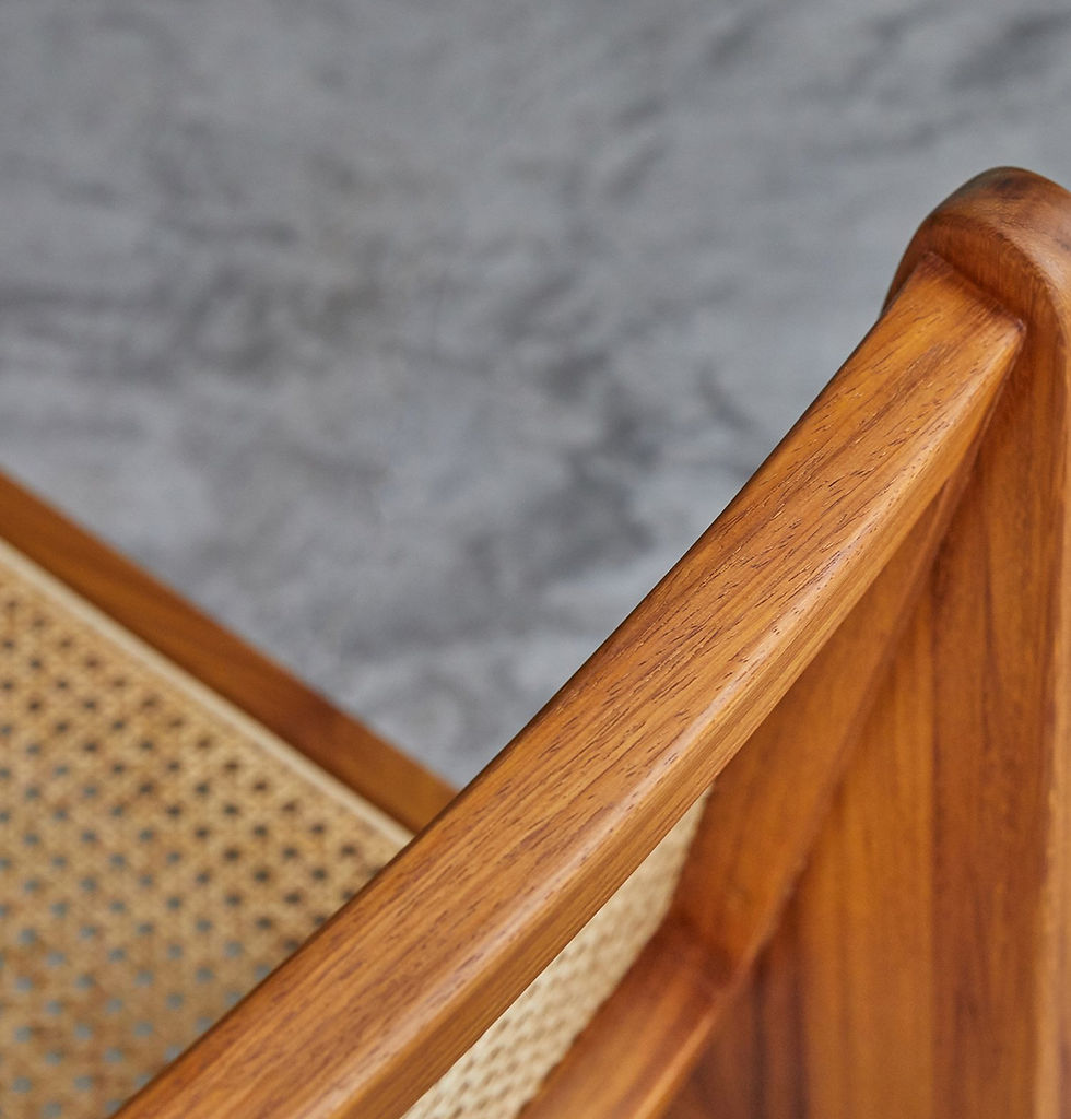 Thumbnail: Amandine Lounge Chair - Wood & Natural Rattan
