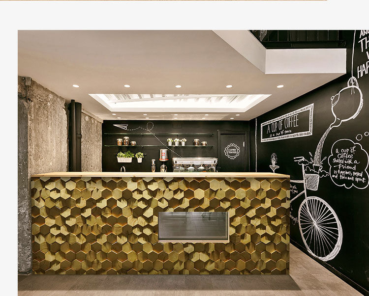 Thumbnail: Decorative background wall 3D geometric hexagon wood mosaic tile
