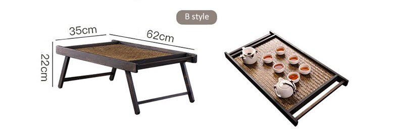 Thumbnail: Japanese Retro Solid Wood Household Tatami Folding Short Tea Table
