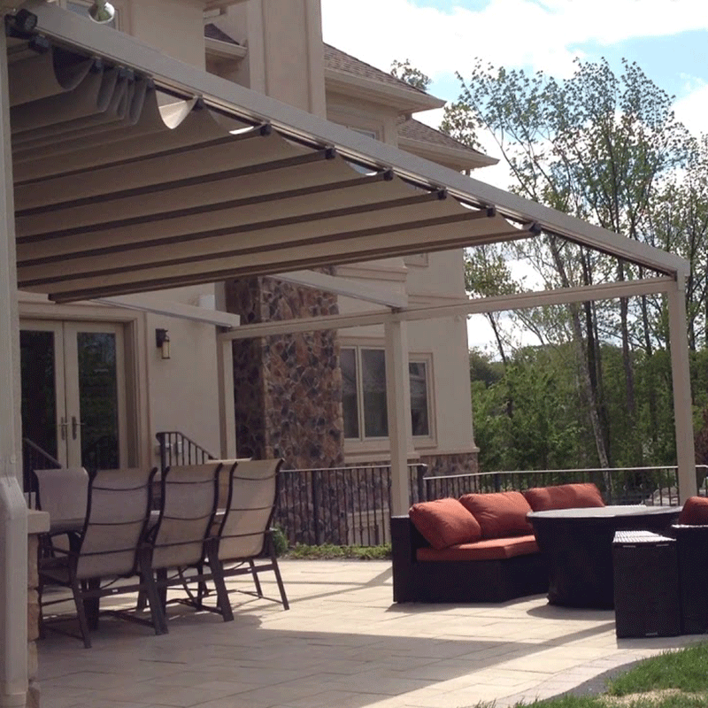 Thumbnail: Waterproof Outdoor Motorized Aluminium and PVC pergola with sliding cover