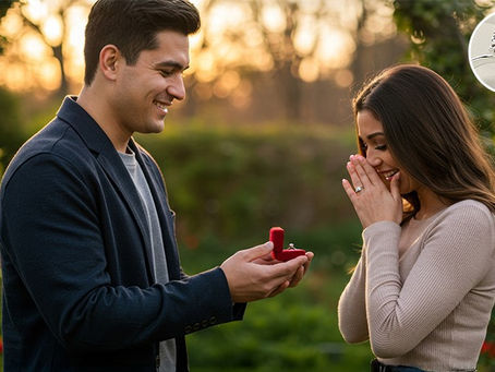 a man proposing to his girl with an engagement ring