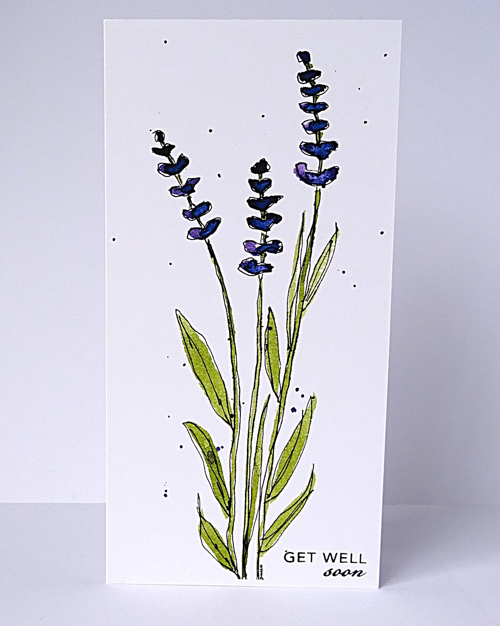 Thumbnail: Printed Get Well Soon Card - Watercolour Flowers Lavender