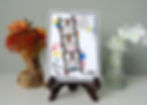 set of film negative with Miss Dee character in each take, background with red, yellow and blue ink splats, birthday message
