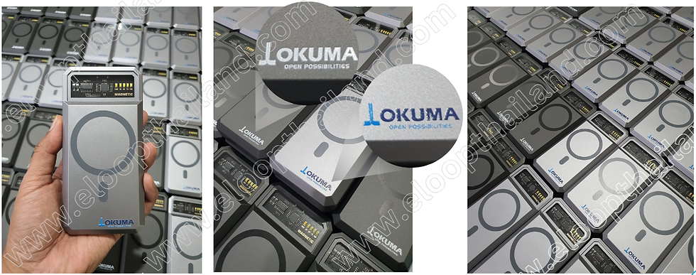 งานสกรีนโลโก้บน Eloop & Orsen powerbank EW55
