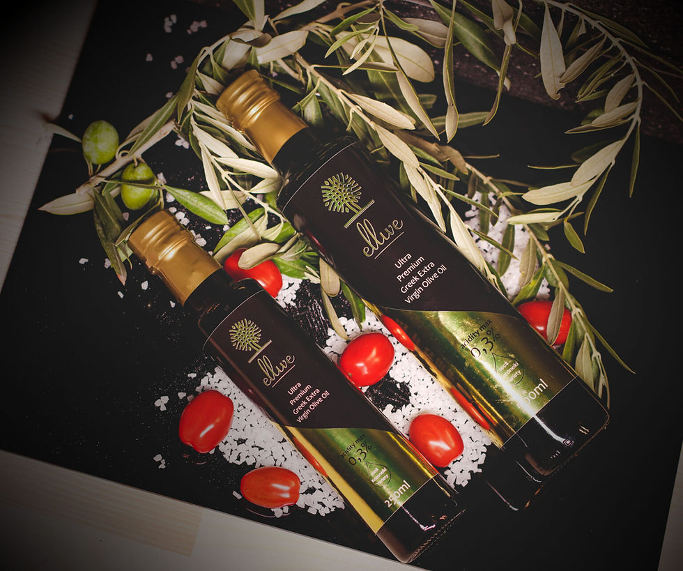 Ellive pure extra virgin olive oil with very low acidity and intense fruity taste of unripe olive fruit, unique quality.
The Εllive Premium pure extra virgin oil, is single-varietal of the Koroneiki variety and it is produced from our certified olive trees, which grow in the wider area of Ancient Olympia.
We collect the olives by hand, in early October, when the fruit is still unripe and green, and cold pressing follows on the same day at a temperature below 25°C, preserving all the nutrients and its characteristic fruity taste.
We store the extra virgin olive oil in perfectly controlled conditions, in suitable tanks, in a cool and dark place. Then we bottle it in standardized olive oil bottling under high requirements and it remains unchanged for a long time preserving its rich taste and its excellent organoleptic characteristics.