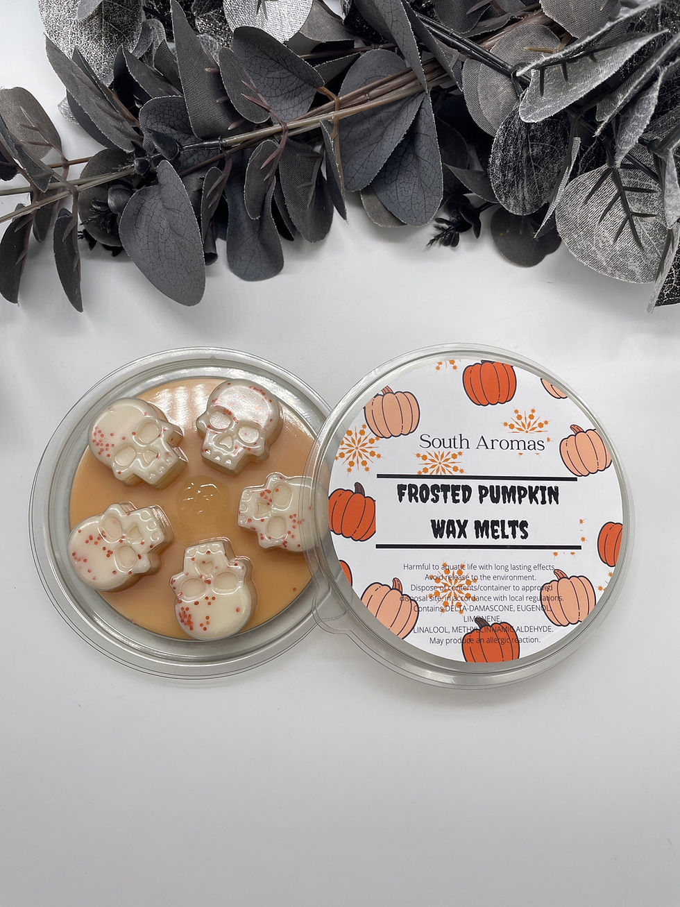 FROSTED PUMPKIN Skull Shaped Deli Wax Melt Pot