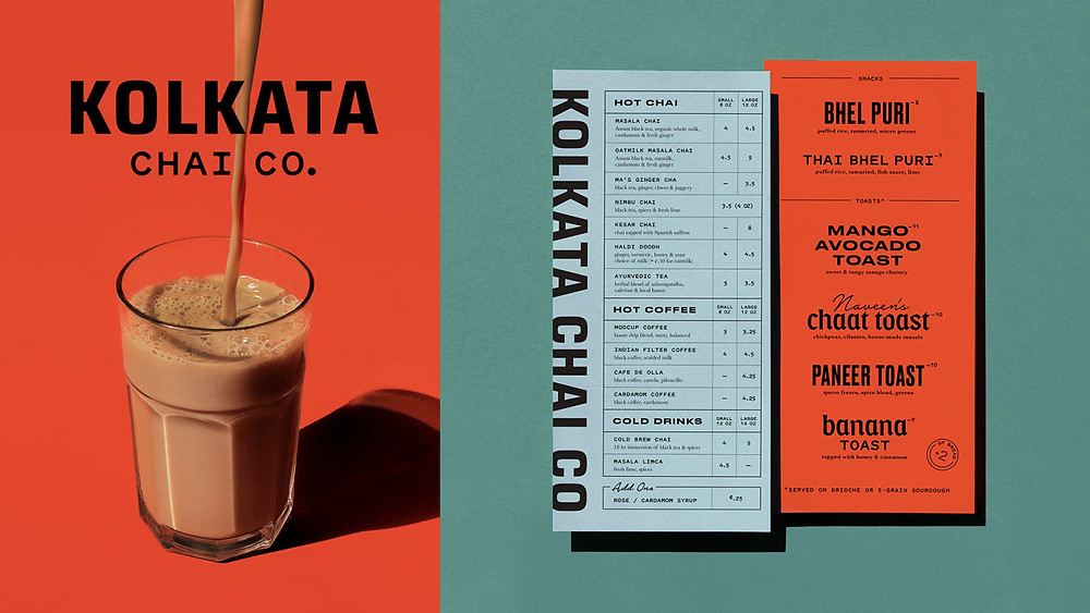 Menu quán cafe ấn tượng Kolkata Chai Co.