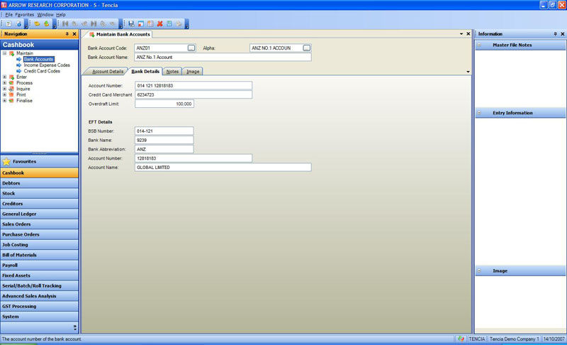 Cashbook Maintain Bank Accounts