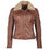 Thumbnail: Leather Short Jacket with Soft Fur Collar
