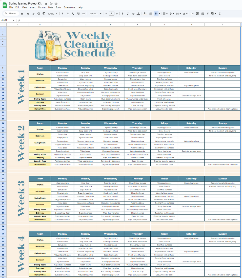 Weekly Cleaning Schedule