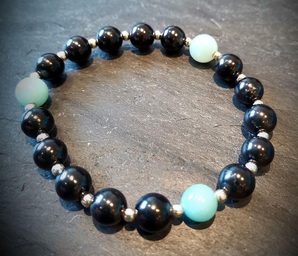 Miniatura: Amazonite, Sterling Silver and Shungite Bracelet