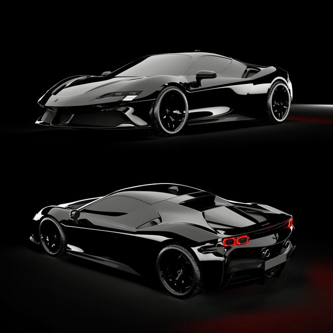 Ferrari SF90 - made in Blender, Rendering. Digital modeling. Surface design.