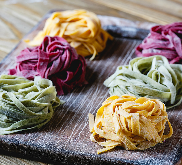 Different kind of raw homemade pasta