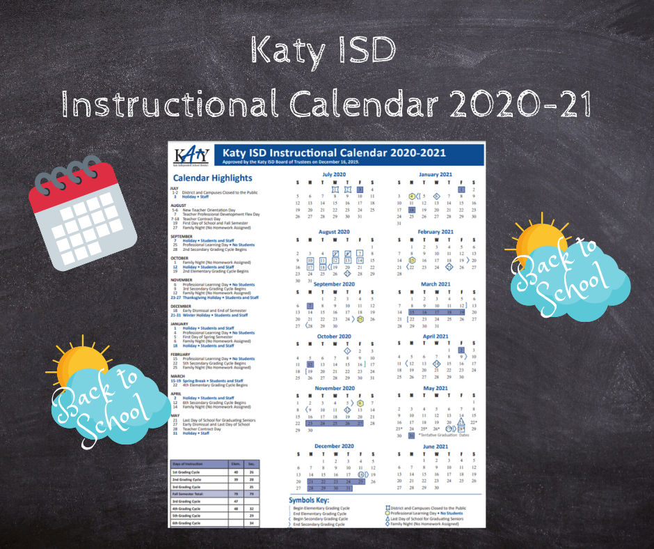 Katy Isd Calendar 2023 Katy Isd Instructional Calendar 2020-21