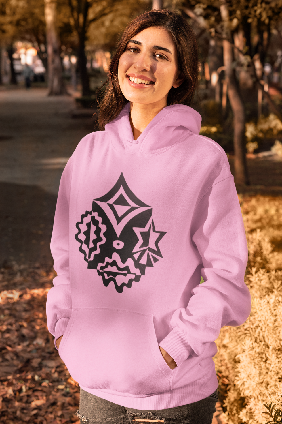 mockup-of-a-woman-wearing-a-pullover-hoodie-in-fall-31803