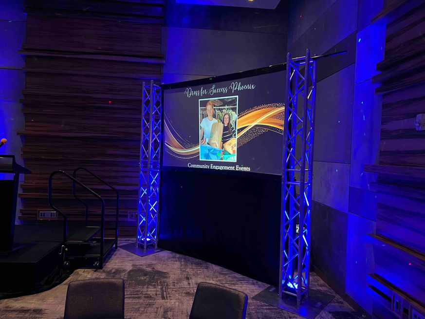 110" Rear Screen on 10' trusses with LED lighting