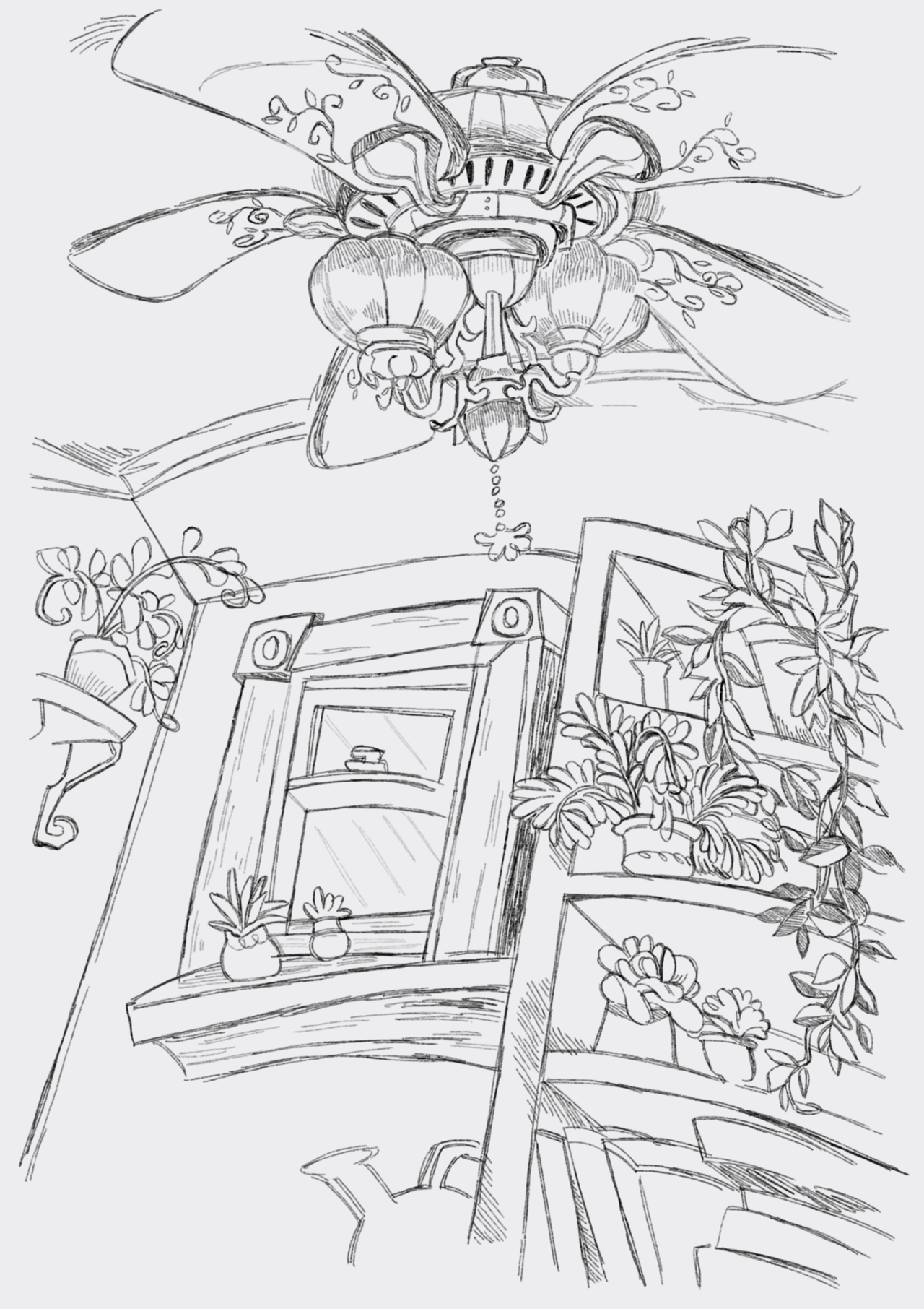 Wobbly Room With Plants PRINT