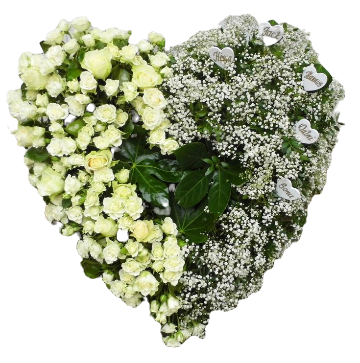 Trauerherz Weiße Rosen
