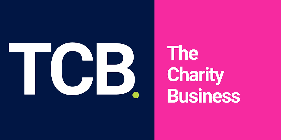 Blue and Pink Logo showing TCB with a full stop