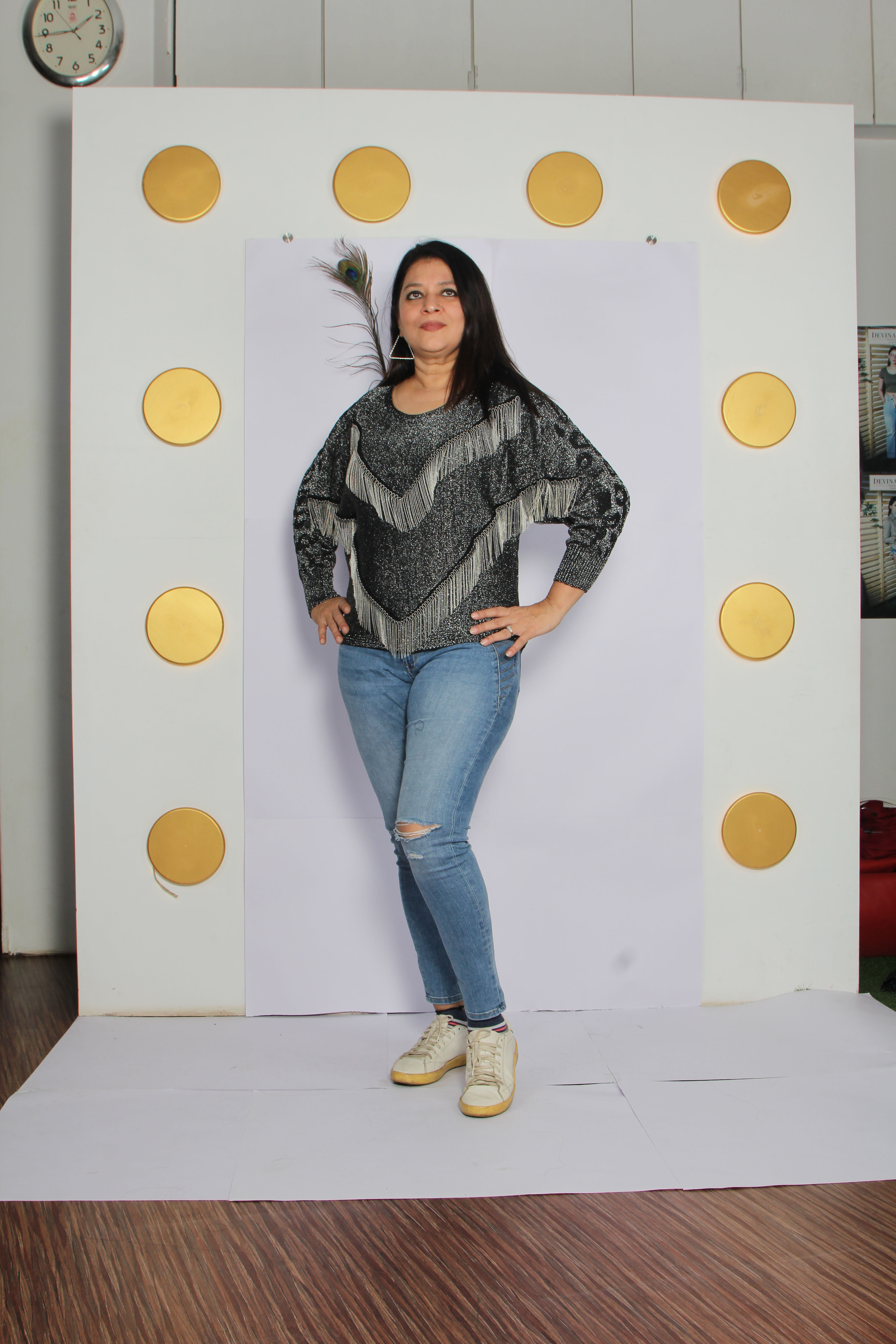 Gunmetal top with silver fringes