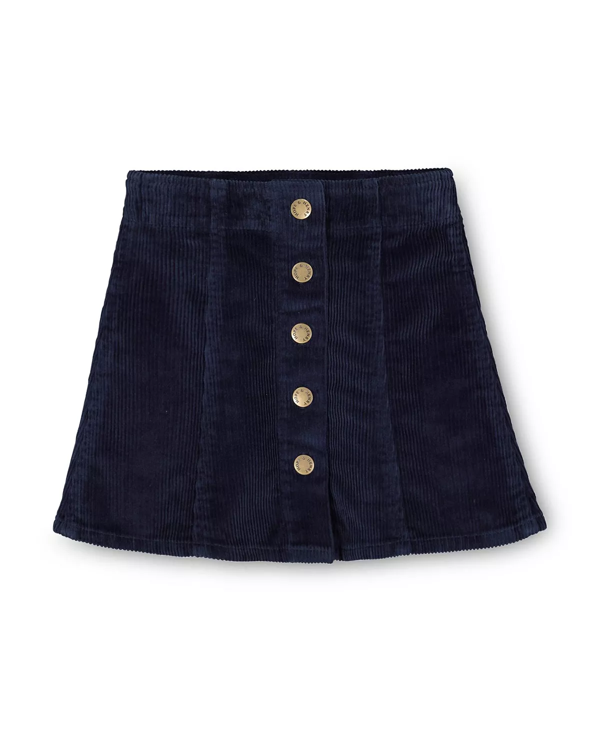 blue courduroy skirt with buttons