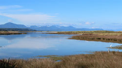 blue sky reflection scene