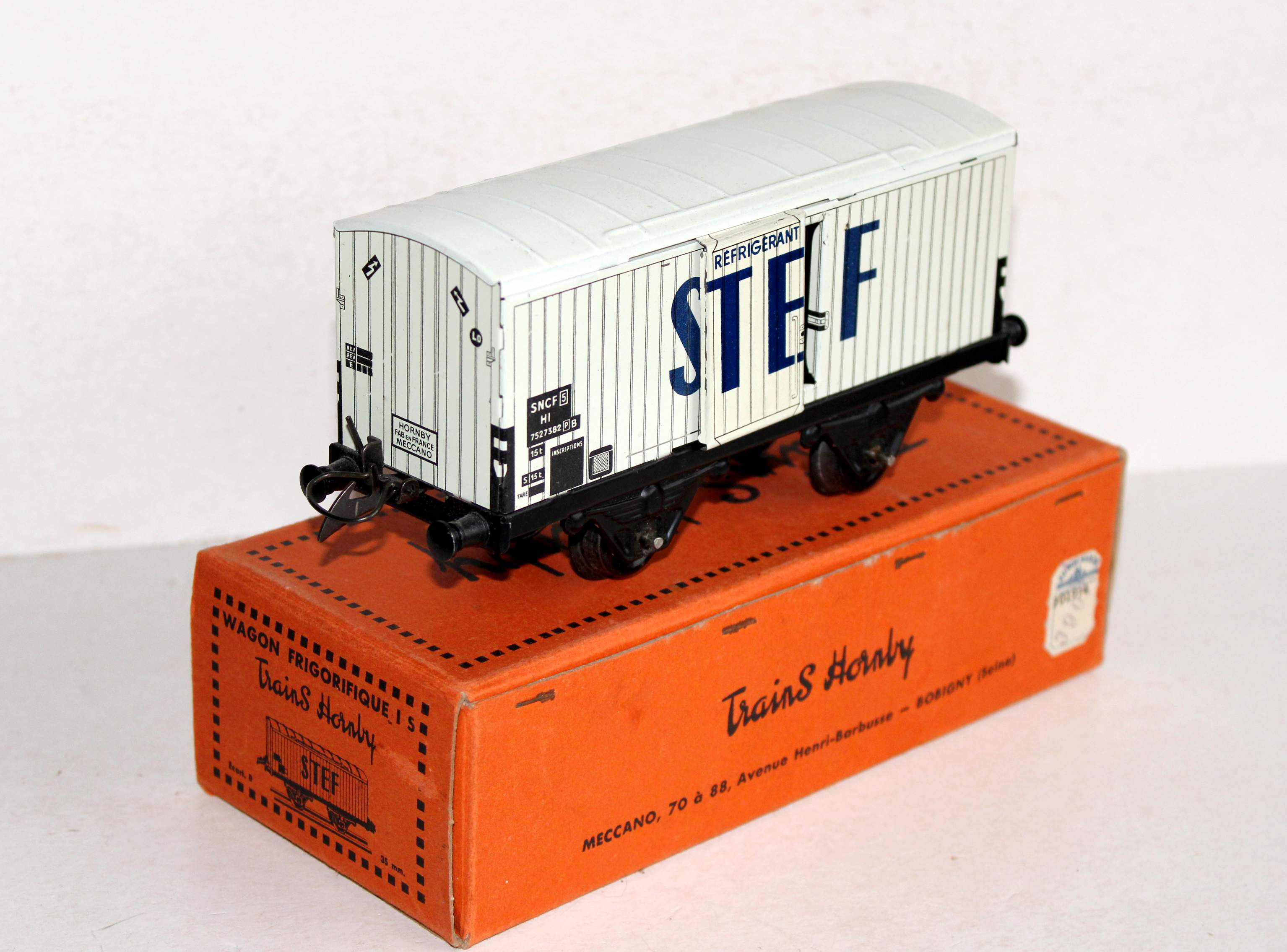 HORNBY O 1/48 N° I S, WAGON REFRIGERANT STEF FOURGON FRIGORIFIQUE ISOTHERME SNCF