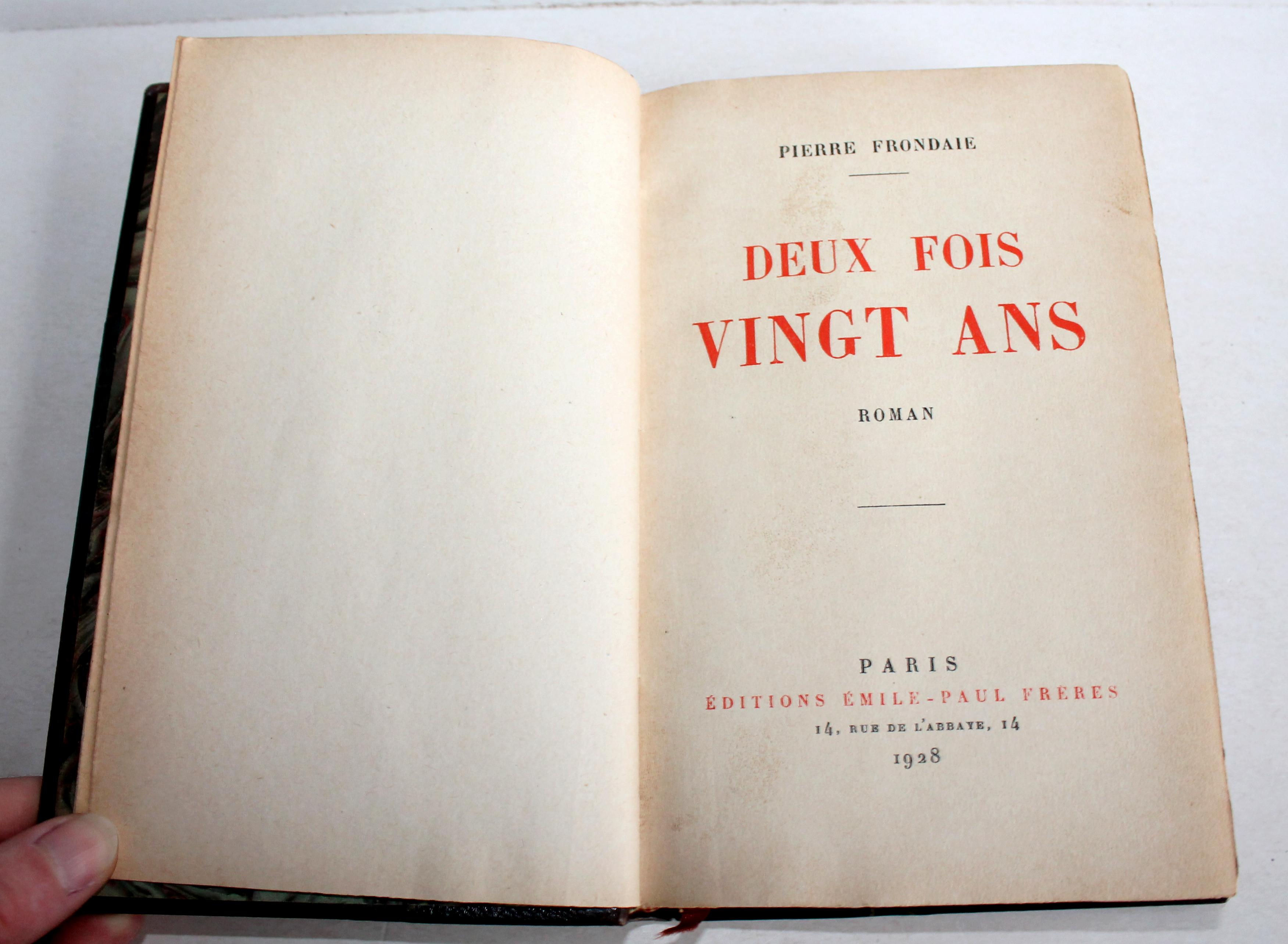 RARE EO AVEC ENVOI D'AUTEUR ! DEUX FOIS VINGT ANS, ROMAN de PIERRE FRONDAIE 1928