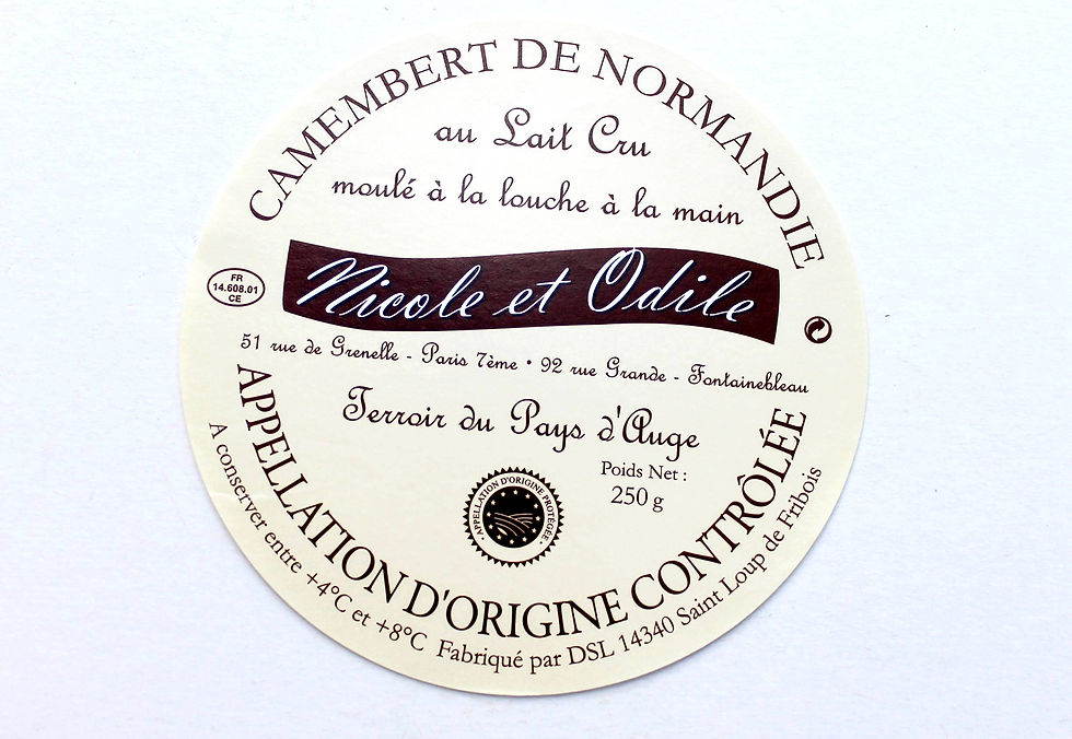 ANCIEN ETIQUETTE BOITE FROMAGE - CAMEMBERT DE NORMANDIE - NICOLE ET ODILE, TERRE