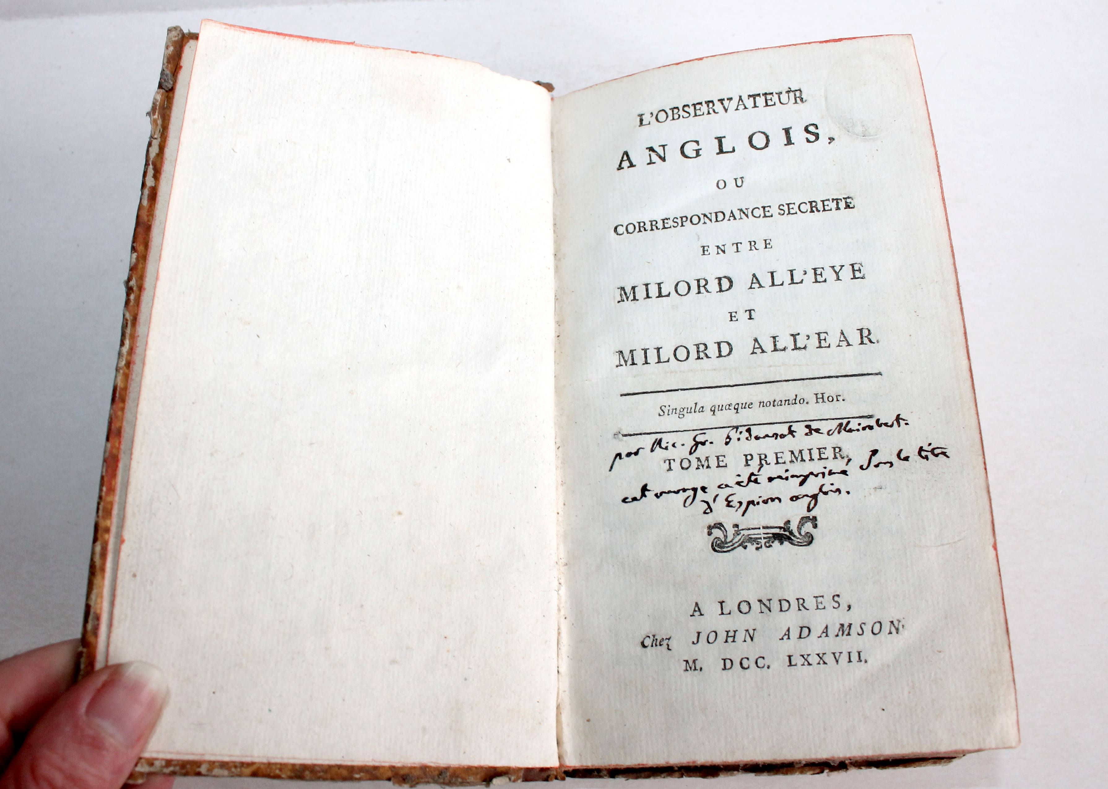 OBSERVATOIRE ANGLOIS ou CORRESPONDANCE SECRETE ENTRE MILORD ALL'EYE ALL'EAR 1777
