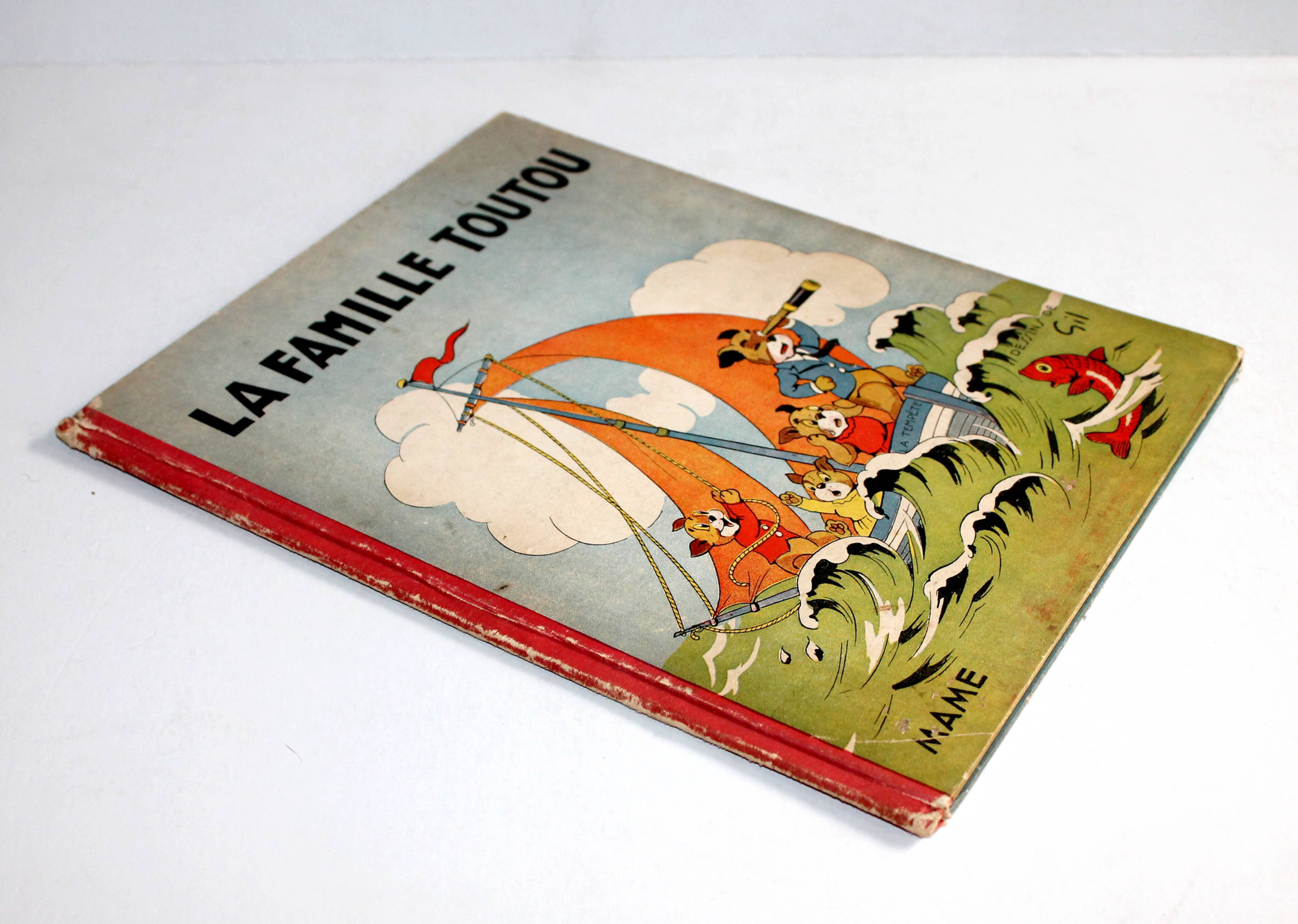 LA FAMILLE TOUTOU, TEXTE et DESSINS de GIL 1950 MAISON MAME, ANCIEN LIVRE ENFANT