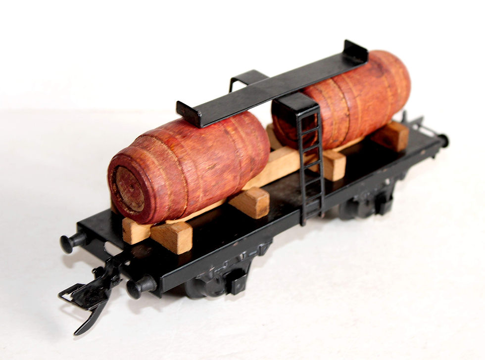 Μικρογραφία: RARE ! ZEUKE BAHNEN O WAGON BI- FOUDRE, PLATEFORME PORTE TONNEAUX, TRANSPORT VIN