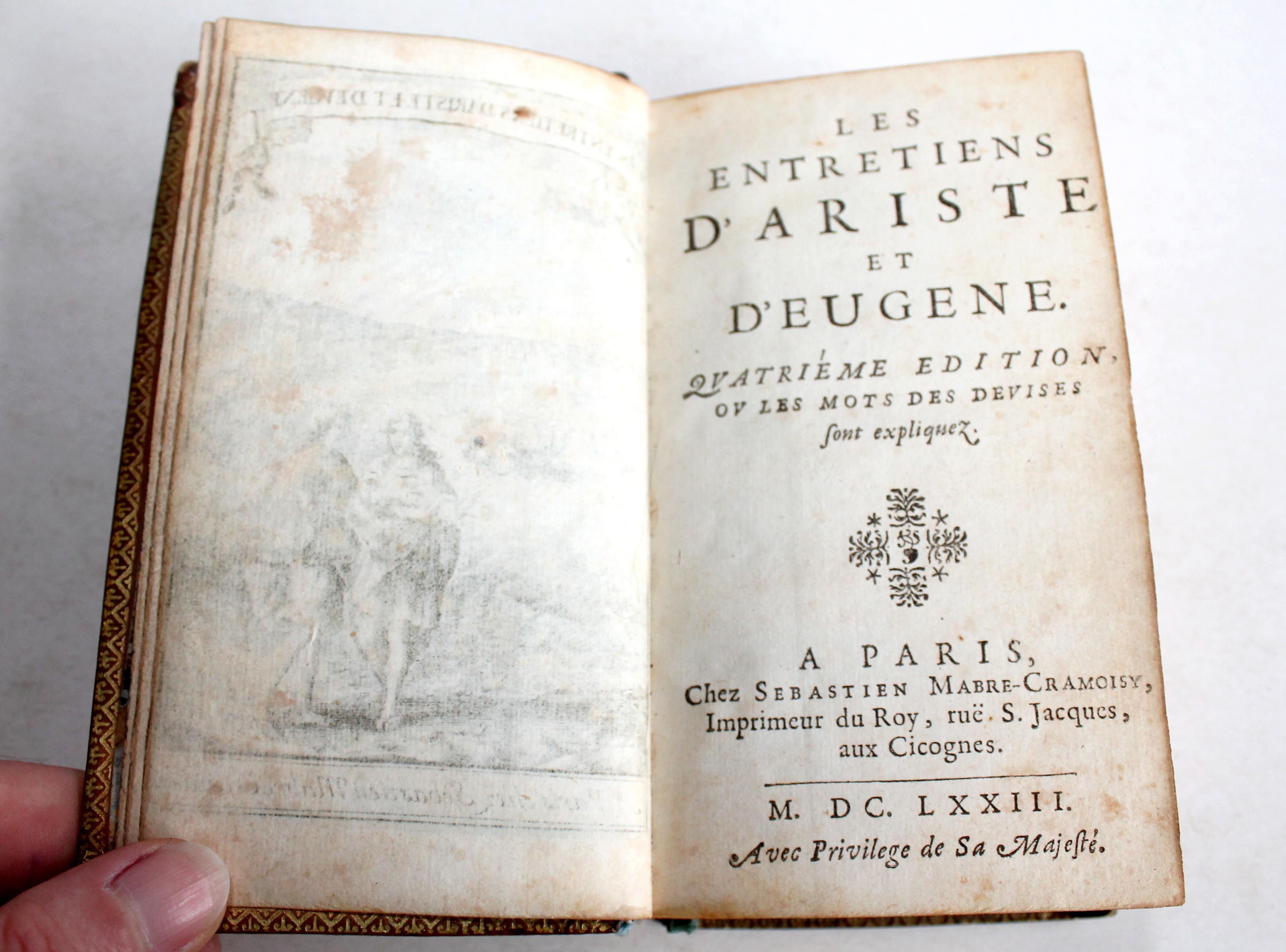 LES ENTRETIENS D'ARISTE & D'EUGENE 4e EDITION OU MOTS DES DEVISES, BOUHOURS 1673