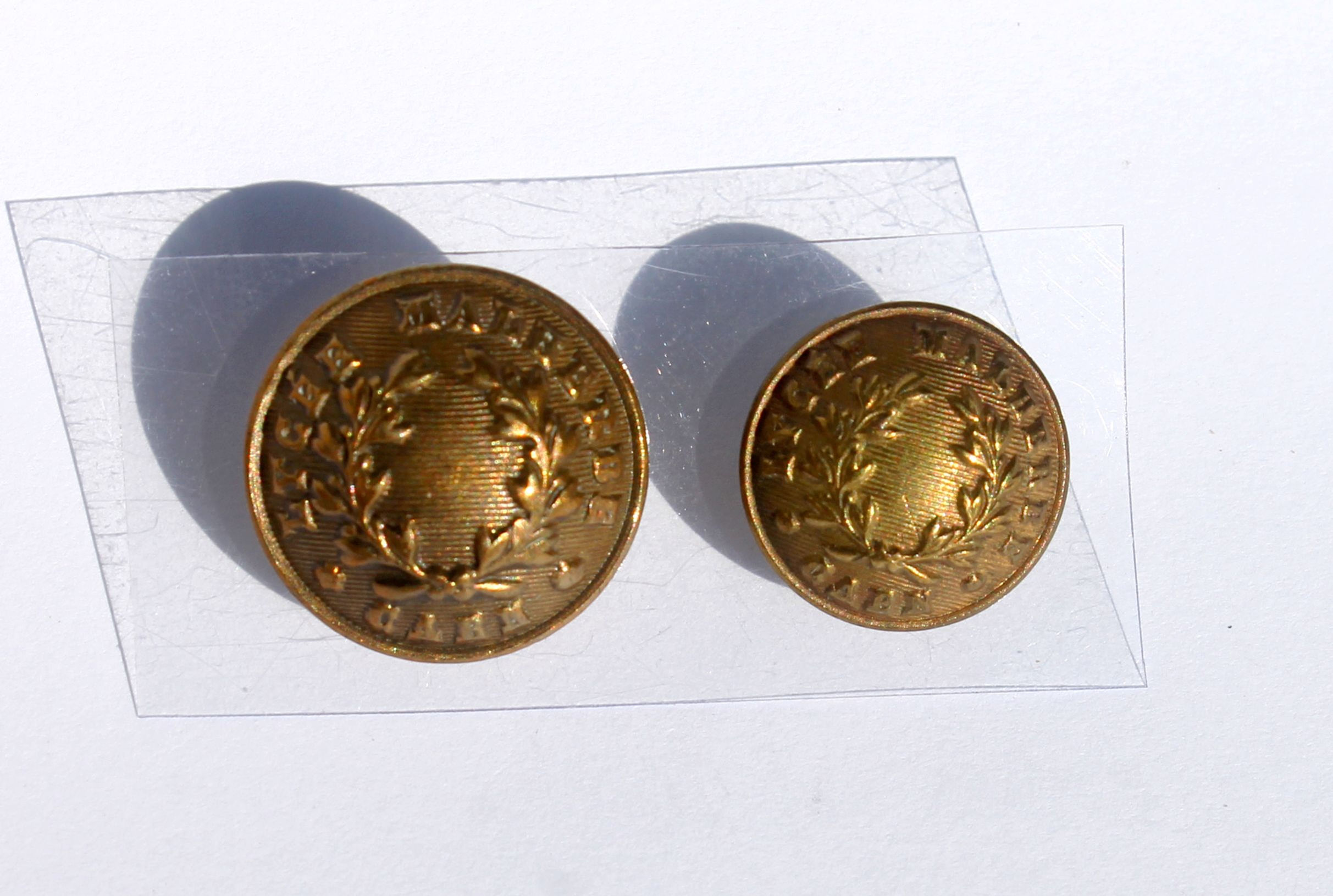 2 BOUTON UNIFORME ANCIEN - LYCEE MALHERBE CAEN - A.M & Cie PARIS D:15,18mm